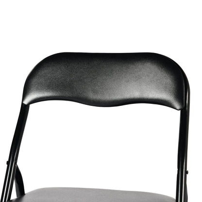 Set of Two Black Faux Leather and Steel Folding Chairs HomeRoots