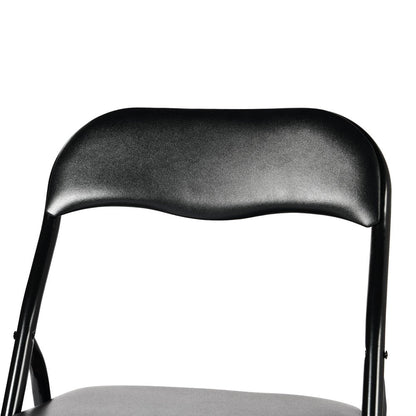 Set of Two Black Faux Leather and Steel Folding Chairs HomeRoots