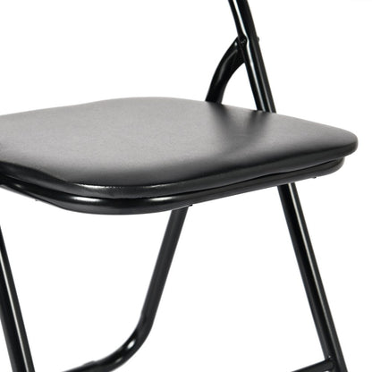 Set of Two Black Faux Leather and Steel Folding Chairs HomeRoots