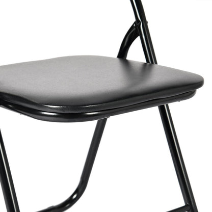 Set of Two Black Faux Leather and Steel Folding Chairs HomeRoots