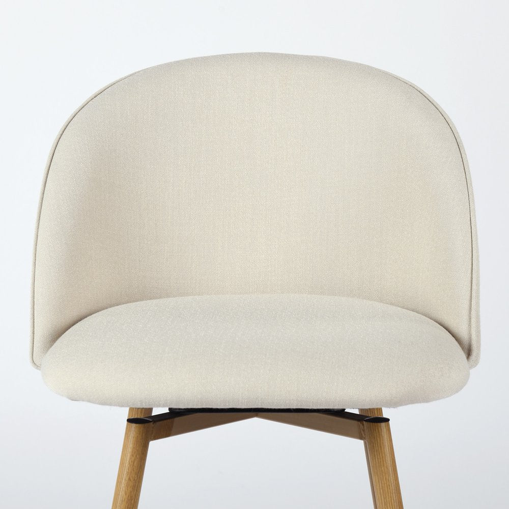 27" Beige And Oak Fabric And Metal Low Back Counter Height Swivel Bar Chair HomeRoots