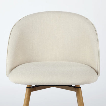 27" Beige And Oak Fabric And Metal Low Back Counter Height Swivel Bar Chair HomeRoots