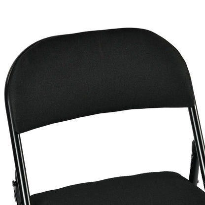Set of Four Black Faux Leather and Steel Folding Chairs HomeRoots