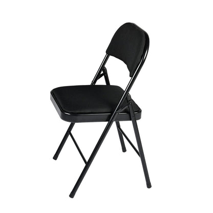 Set of Four Black Faux Leather and Steel Folding Chairs HomeRoots