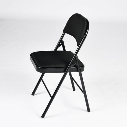 Set of Four Black Faux Leather and Steel Folding Chairs HomeRoots