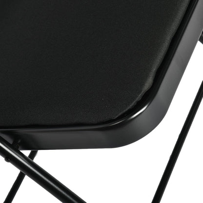 Set of Four Black Faux Leather and Steel Folding Chairs HomeRoots