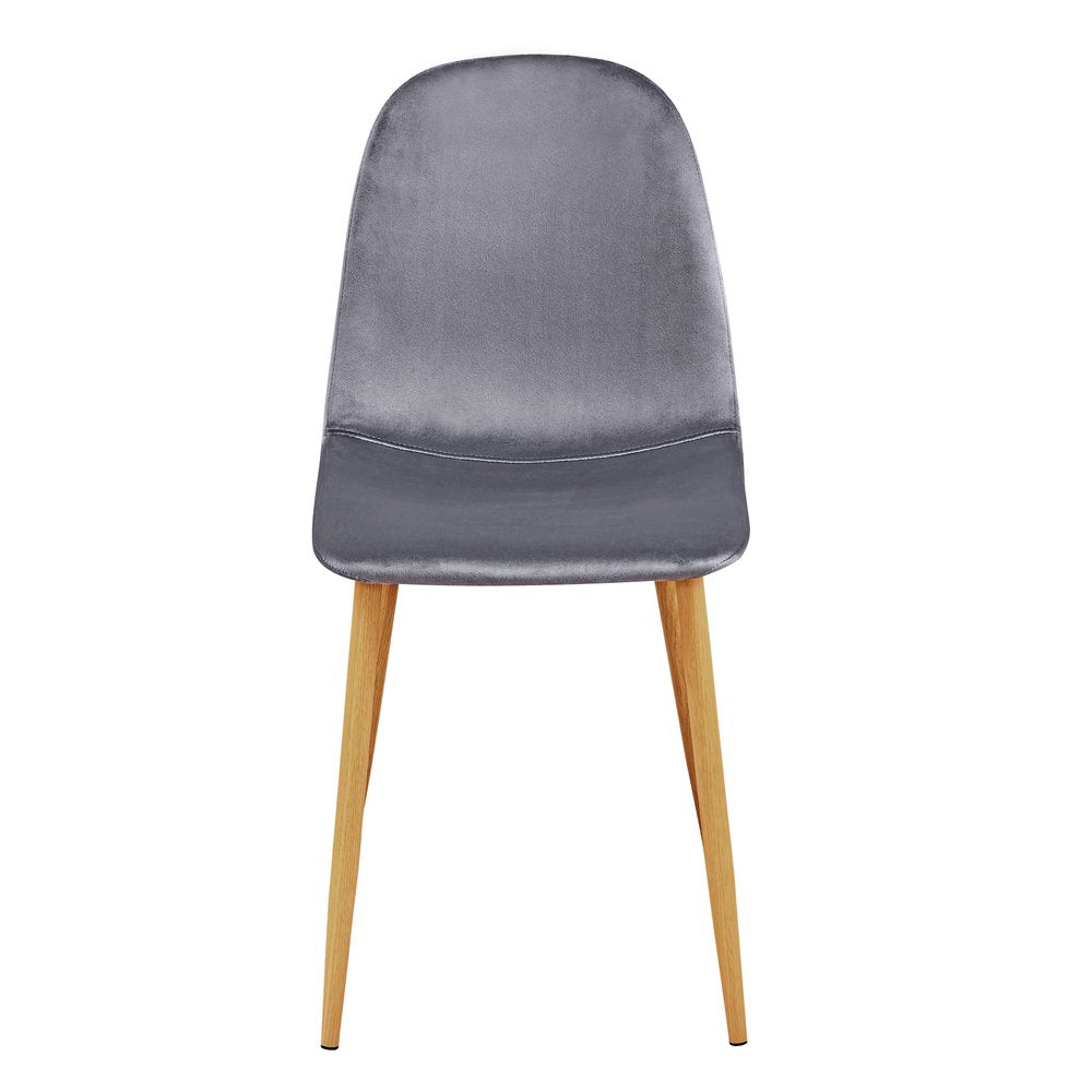 Set of Four Gray and Oak Velvet and Steel Dining Side Chairs HomeRoots