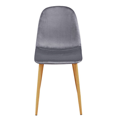 Set of Four Gray and Oak Velvet and Steel Dining Side Chairs HomeRoots