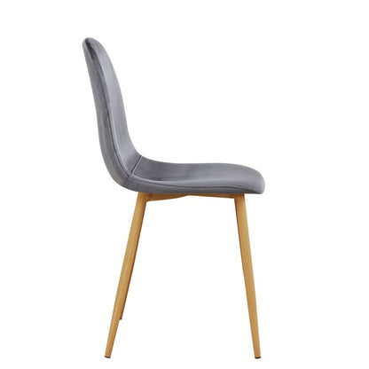Set of Four Gray and Oak Velvet and Steel Dining Side Chairs HomeRoots