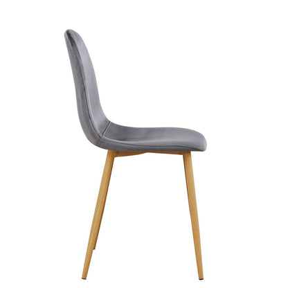 Set of Four Gray and Oak Velvet and Steel Dining Side Chairs HomeRoots