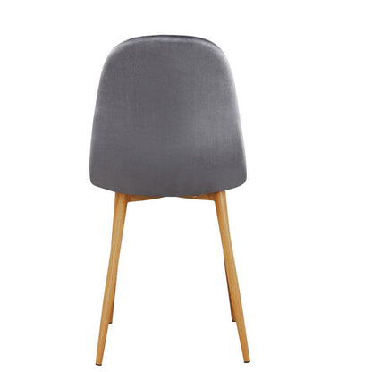 Set of Four Gray and Oak Velvet and Steel Dining Side Chairs HomeRoots