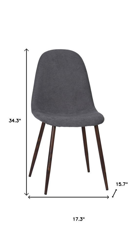 Set of Four Gray and Brown Fabric and Steel Dining Side Chairs HomeRoots