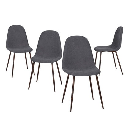 Set of Four Gray and Brown Fabric and Steel Dining Side Chairs HomeRoots