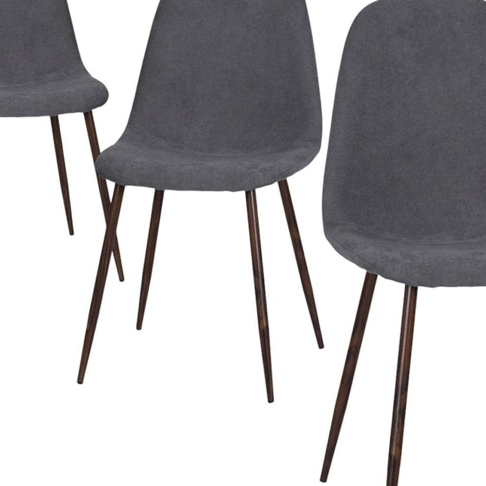 Set of Four Gray and Brown Fabric and Steel Dining Side Chairs HomeRoots