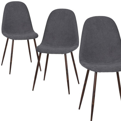 Set of Four Gray and Brown Fabric and Steel Dining Side Chairs HomeRoots