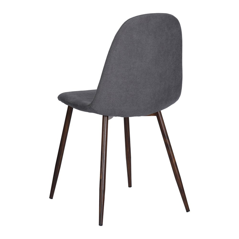 Set of Four Gray and Brown Fabric and Steel Dining Side Chairs HomeRoots