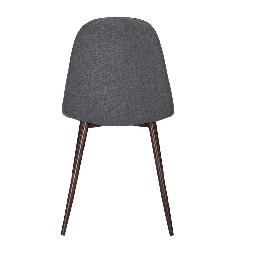 Set of Four Gray and Brown Fabric and Steel Dining Side Chairs HomeRoots