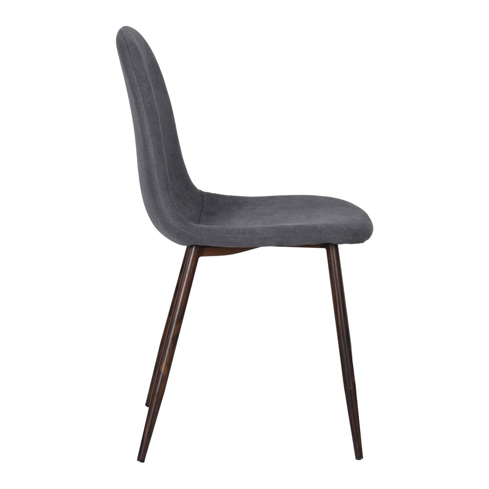 Set of Four Gray and Brown Fabric and Steel Dining Side Chairs HomeRoots