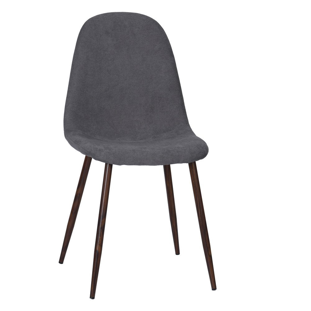 Set of Four Gray and Brown Fabric and Steel Dining Side Chairs HomeRoots