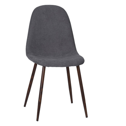 Set of Four Gray and Brown Fabric and Steel Dining Side Chairs HomeRoots