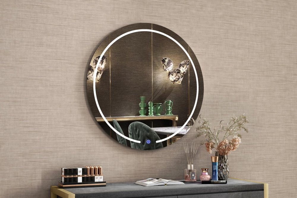 39" Clear Round Lighted Frameless Bathroom Vanity Mirror — view 1
