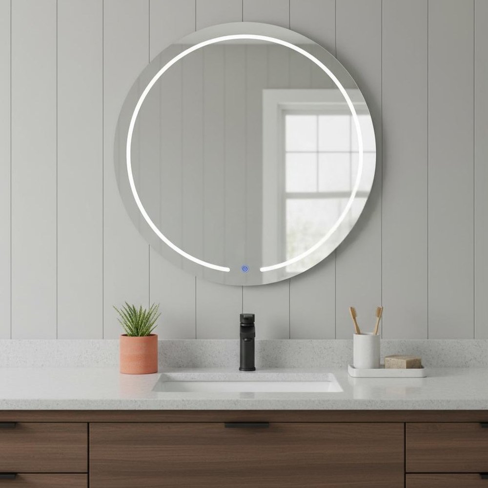 39" Clear Round Lighted Frameless Bathroom Vanity Mirror — view 6