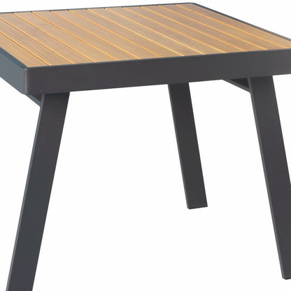 Five Piece Brown Square Metal Dining Set with Four Chairs HomeRoots