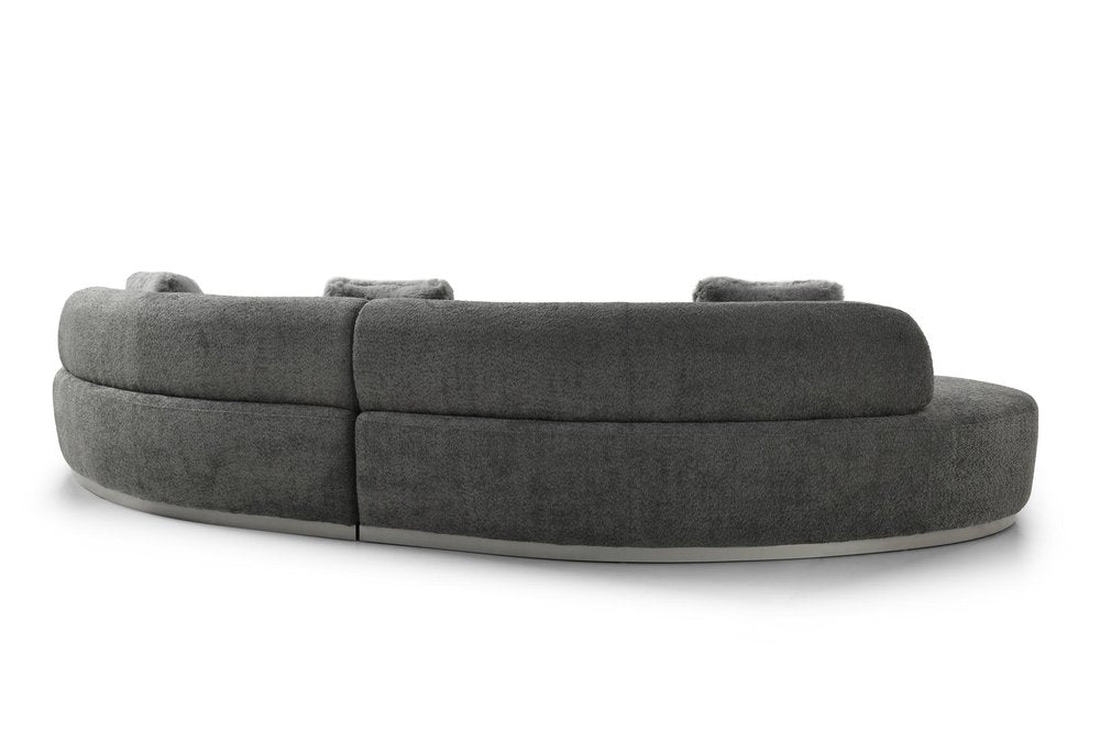 150" Dark Gray Boucle Curved Sofa With Toss Pillows — view 4