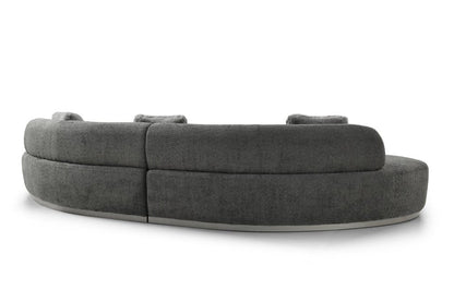150" Dark Gray Boucle Curved Sofa With Toss Pillows