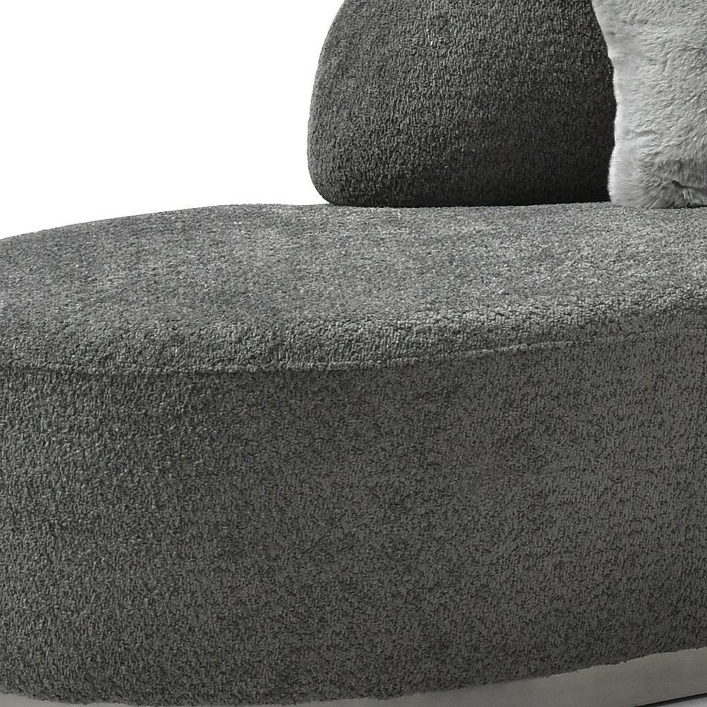 150" Dark Gray Boucle Curved Sofa With Toss Pillows — view 5