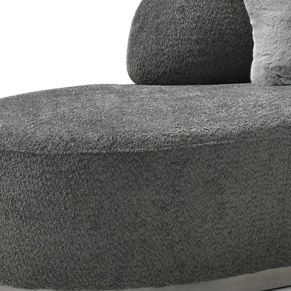 150" Dark Gray Boucle Curved Sofa With Toss Pillows