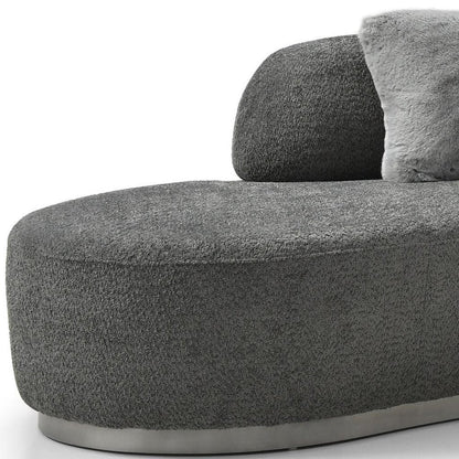 150" Dark Gray Boucle Curved Sofa With Toss Pillows