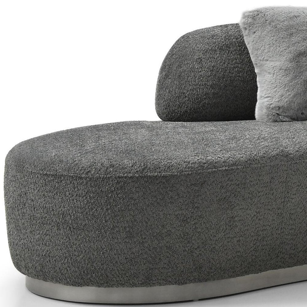 150" Dark Gray Boucle Curved Sofa With Toss Pillows — view 6