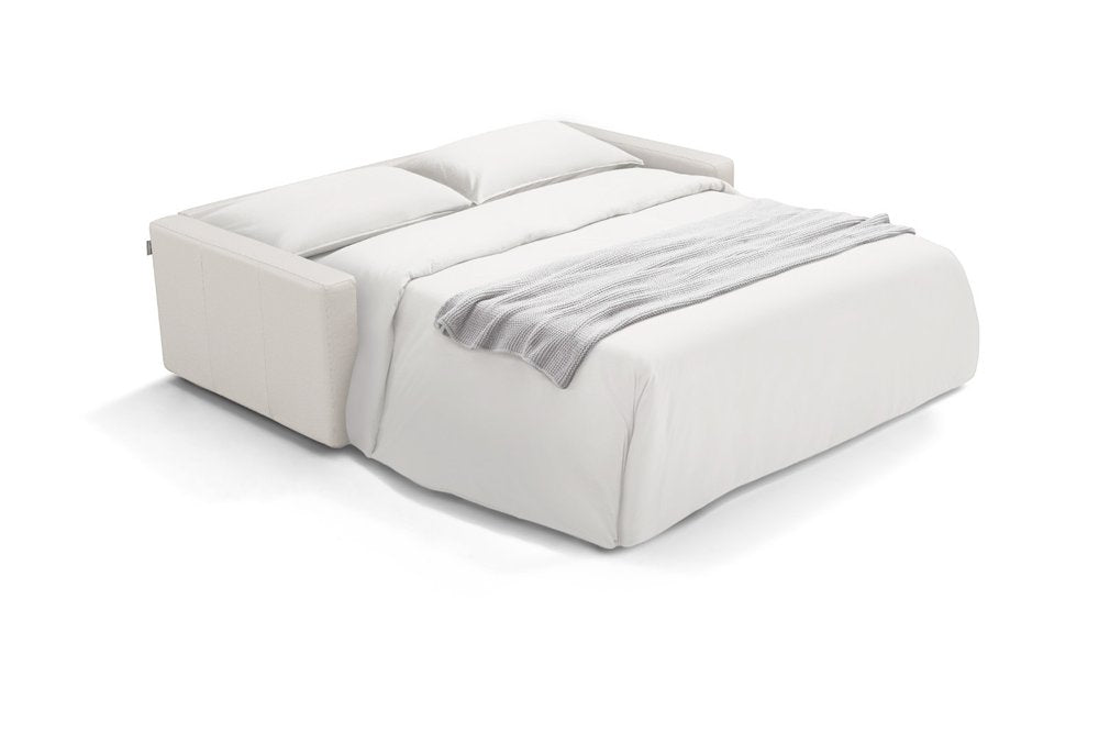 81" White Leather Sleeper Sofa — view 2