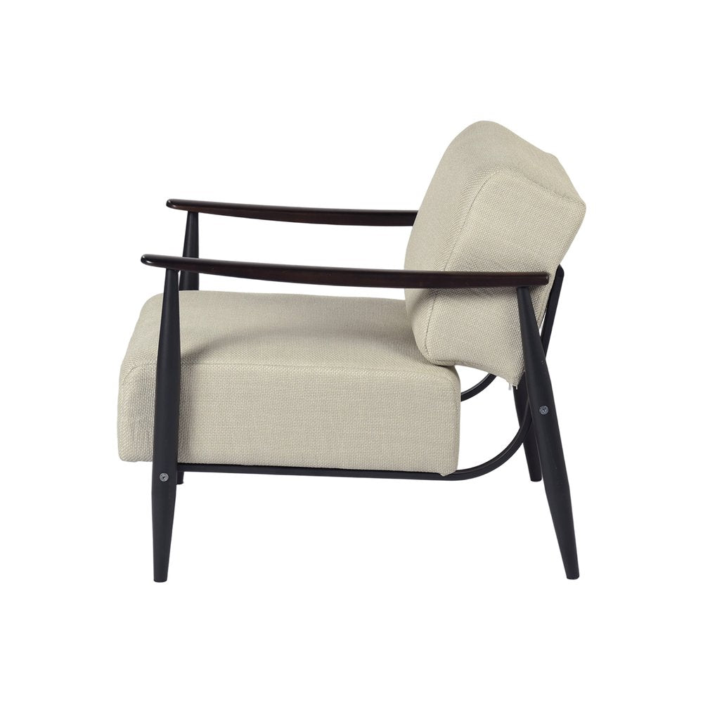 28" Beige and Black Upholstered Cushion and Solid Wood Arm Chair HomeRoots