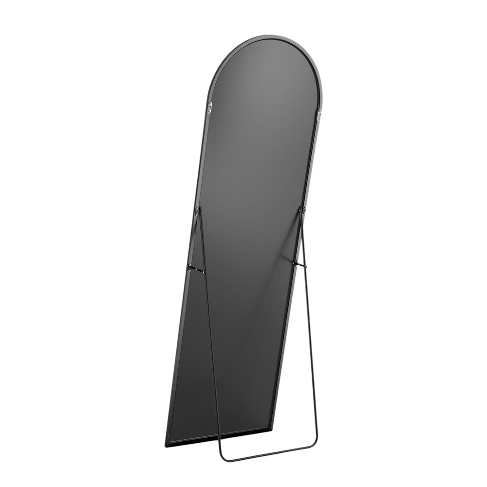 63" Black Metal Arch Wall Mounted Leaning And Freestanding Framed Standing Mirror — view 2