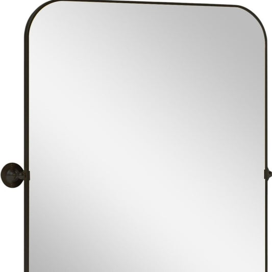 36" X 24" Black Iron Tilting Framed Bathroom Vanity Mirror