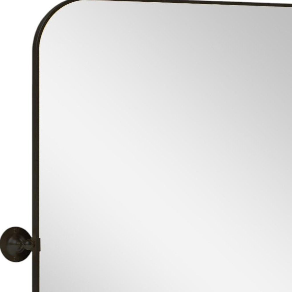 36" X 24" Black Iron Tilting Framed Bathroom Vanity Mirror
