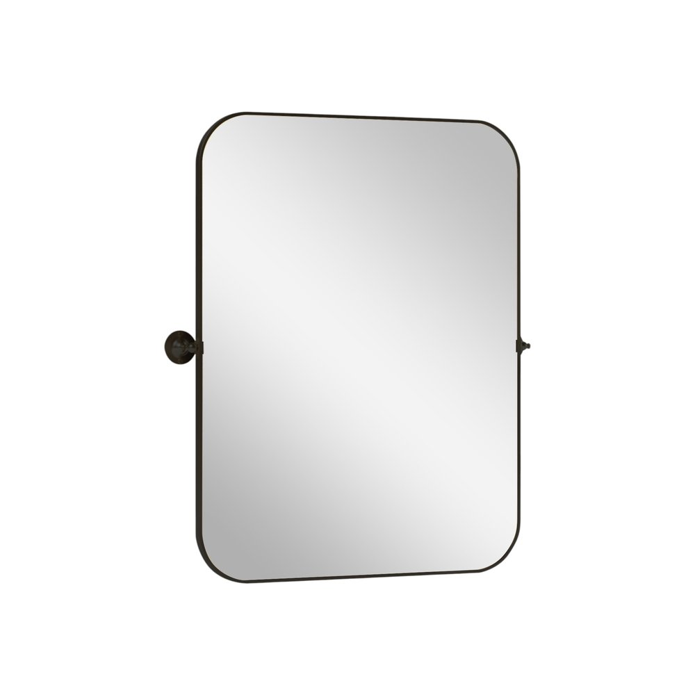 36" X 24" Black Iron Tilting Framed Bathroom Vanity Mirror — view 1
