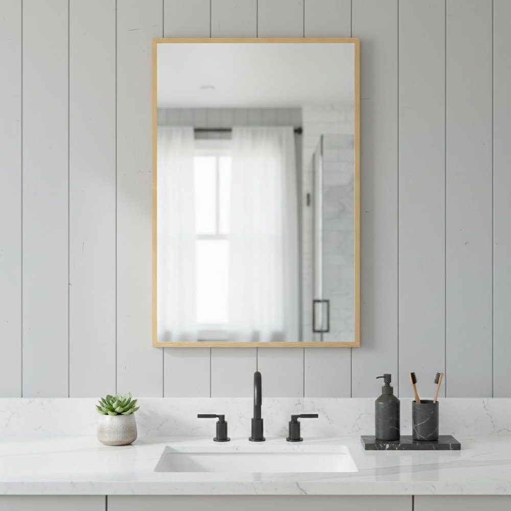 36" Gold Metal Framed Bathroom Vanity Mirror HomeRoots