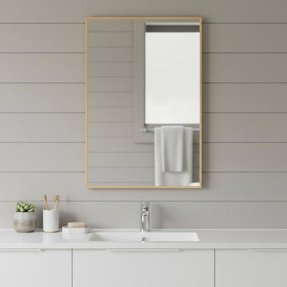 Set of Two Silver Aluminum Framed Bathroom Vanity Mirrors HomeRoots