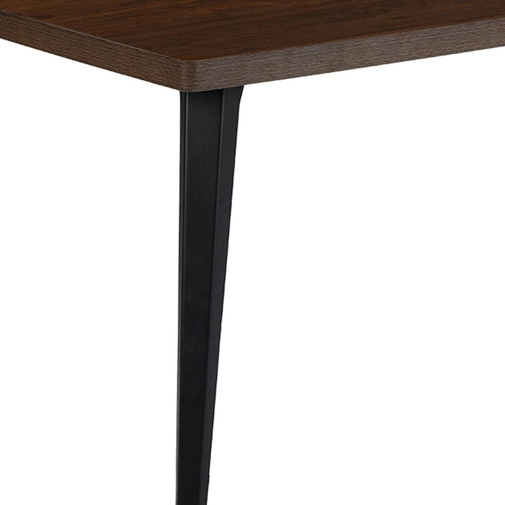 63" Dark Brown and Black Wood and Iron Dining Table HomeRoots