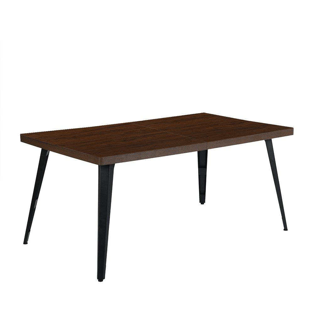 63" Dark Brown and Black Wood and Iron Dining Table HomeRoots