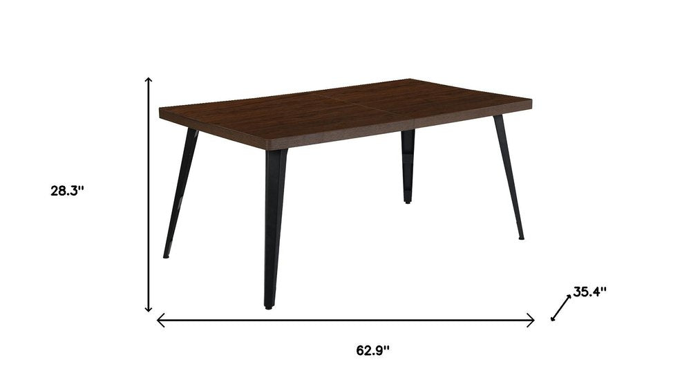 63" Dark Brown and Black Wood and Iron Dining Table HomeRoots