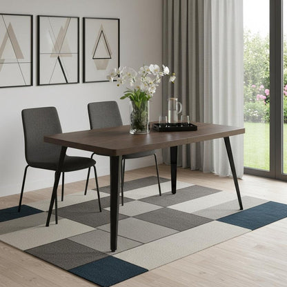 63" Dark Brown and Black Wood and Iron Dining Table HomeRoots
