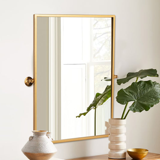 31" X 24" Black Iron Tilting Framed Bathroom Vanity Mirror