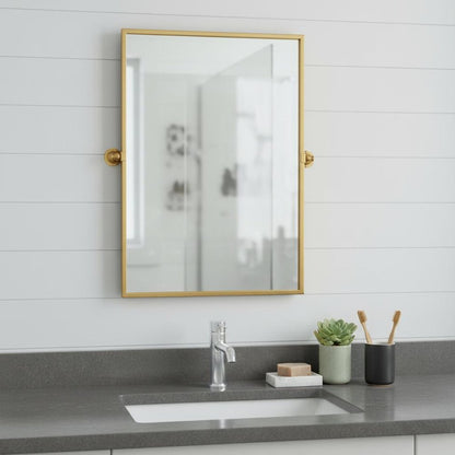 31" X 24" Black Iron Tilting Framed Bathroom Vanity Mirror