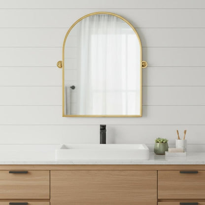31" X 24" Black Iron Arch Tilting Framed Bathroom Vanity Mirror HomeRoots