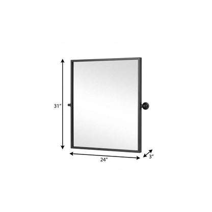 31" X 24" Black Iron Tilting Framed Bathroom Vanity Mirror
