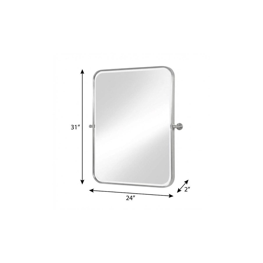 Set of Two Silver Iron Tilting Framed Bathroom Vanity Mirrors — view 5